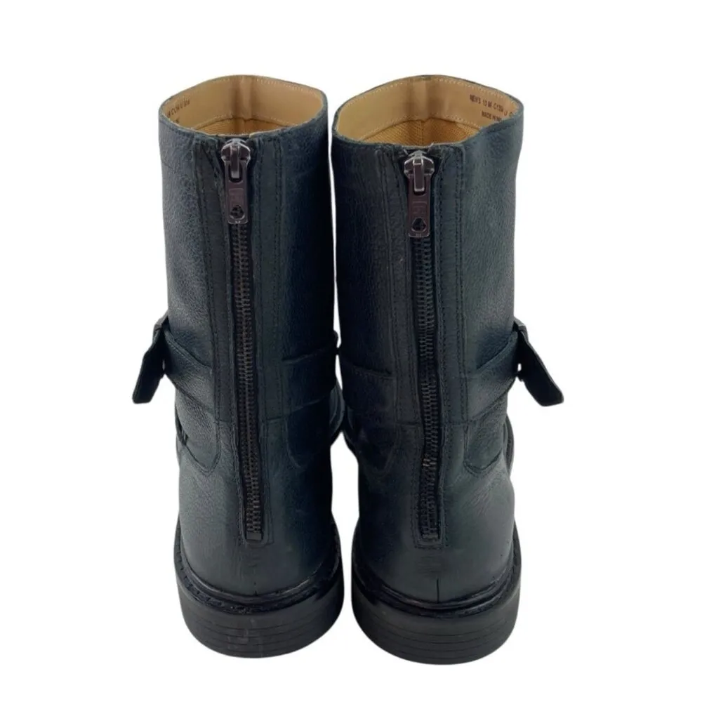 *Cole Haan Boots Mens 10 Black Leather Grunge Motorcycle Edgy Zip Strap Buckle - Image 6