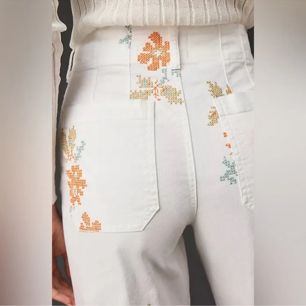 Maeve by Anthropologie The Colette Floral Embroidered Cropped Wide-Leg Jeans - Image 3