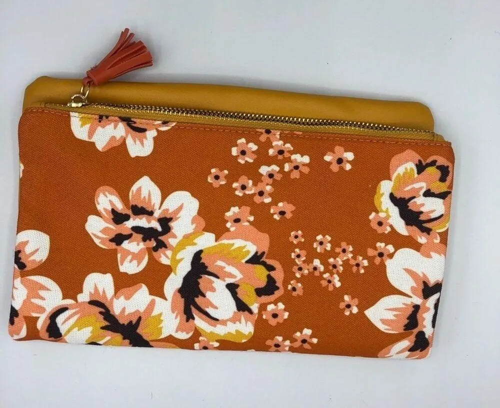 Rachel Pally Orange & Yellow Floral Clutch Handbag Boho Purse Fold Over - Image 2