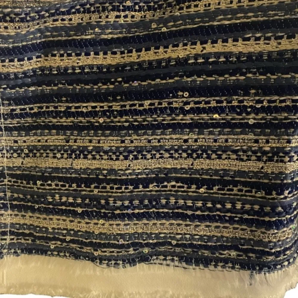 Ramy Brook Barry Button-Front Denim & Tweed Frayed Edge Denim Jacket Size Large - Image 8