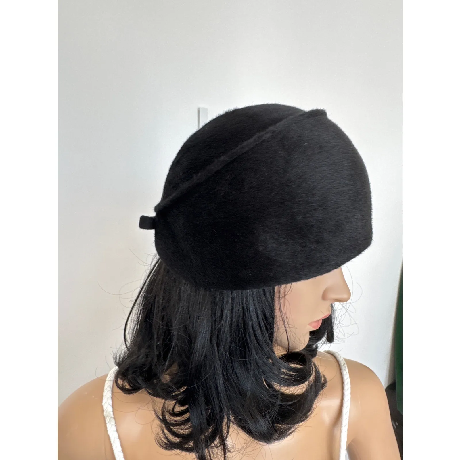 Vintage Ennis Shop Black Hat Bow Accent body made it Italy by Brigitte - Image 7