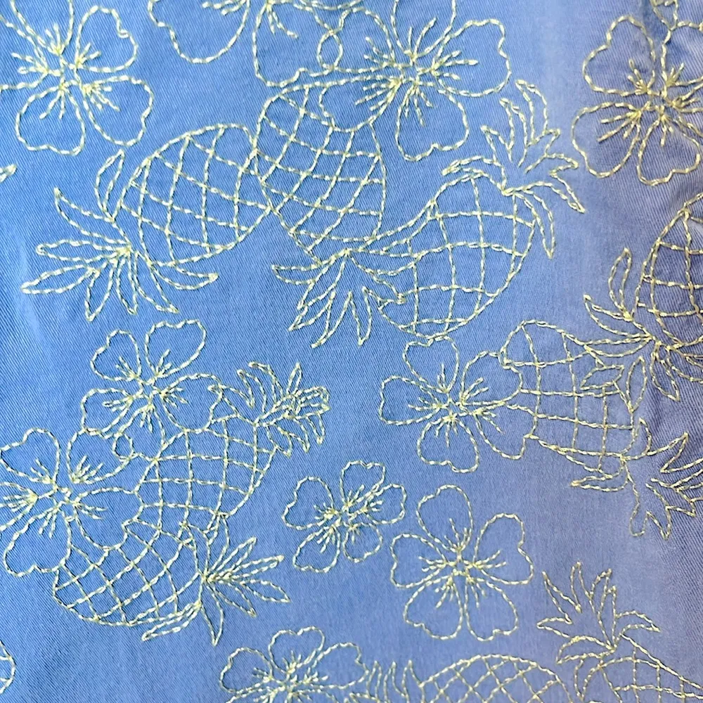 Talbots Cotton Blue Pants Capris Cropped Pineapple Embroidered Womens 6 - Image 3