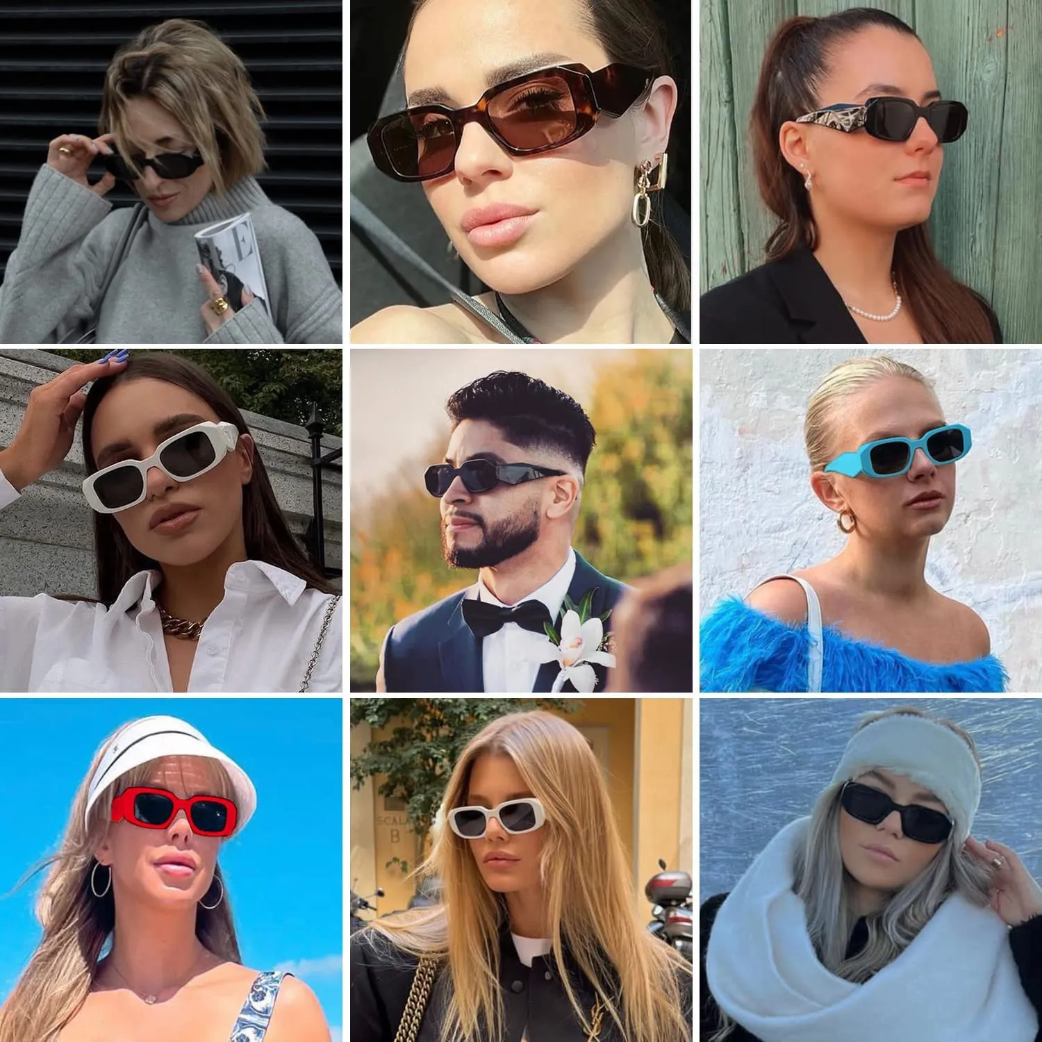 Y2k Sunglasses Women and Men Square Trendy Show shades Retro fashion vogue UV Protection sunglasses - Image 3