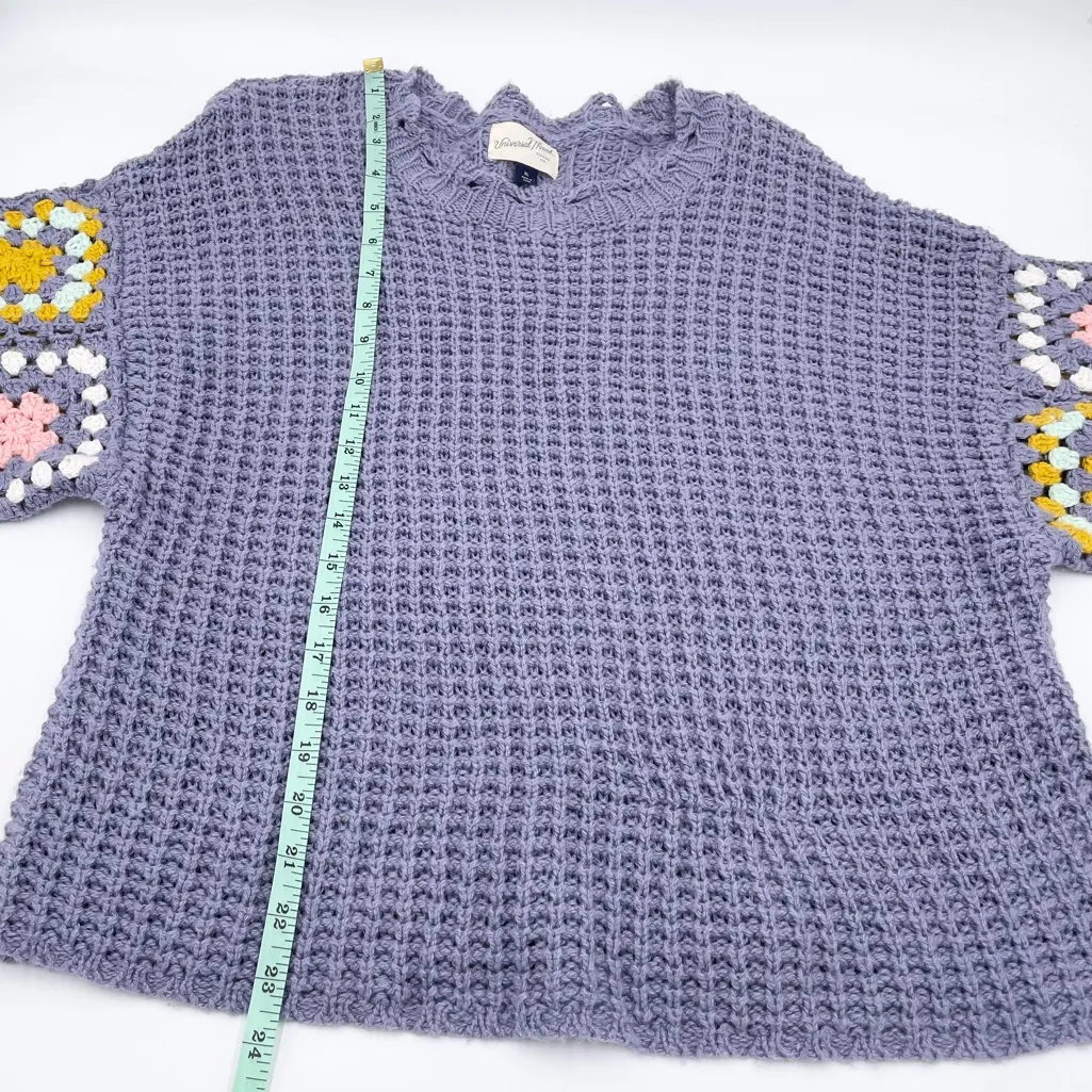 Universal Thread Crochet Granny Square Crop Sweater Size XL Purple Blue Cottage - Image 11