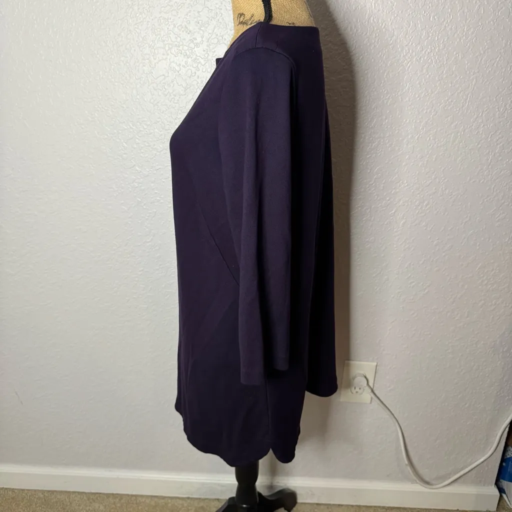 J Jill Purple Long Sleeve Ponte Knit Tunic Top Size L Boat Neck Office Casual Size L - Image 6