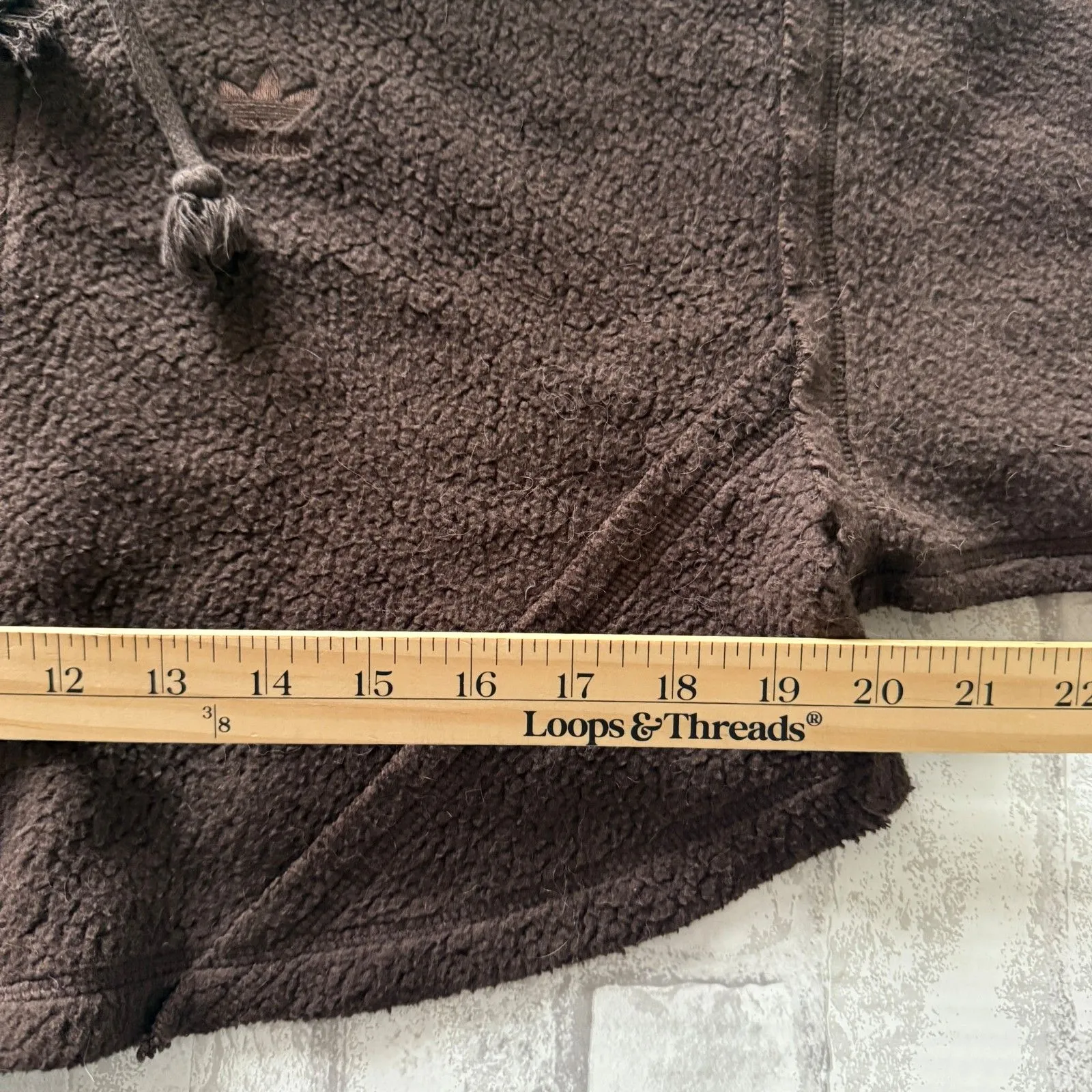 Adidas Crop Full Zip Dark Brown Hoodie Jogger Set Reversed Terry Lounge Fit Sz S - Image 7