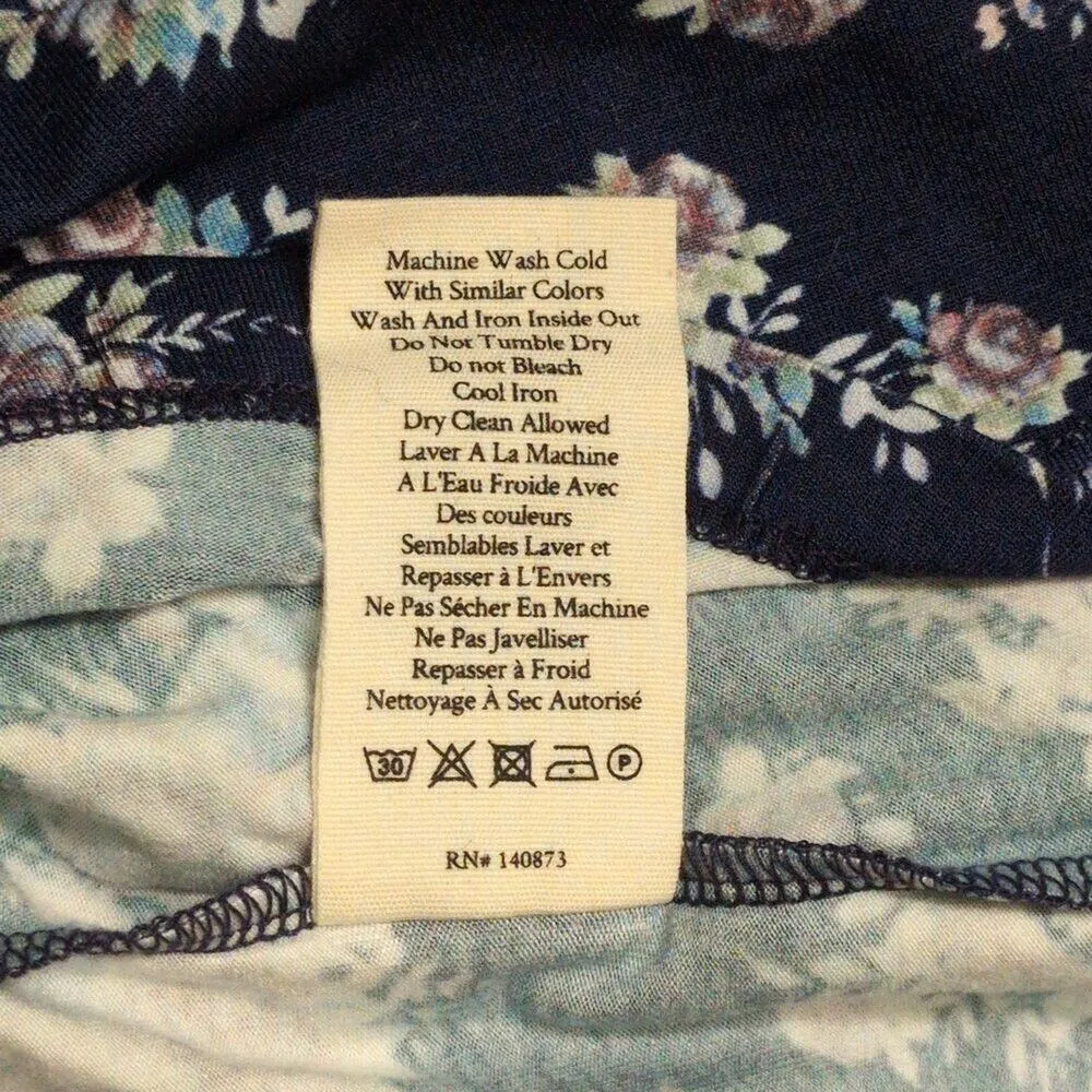 LoveShackFancy Deep Marine Floral Print Long Sleeve High Neck Blouse Size XS - Image 6