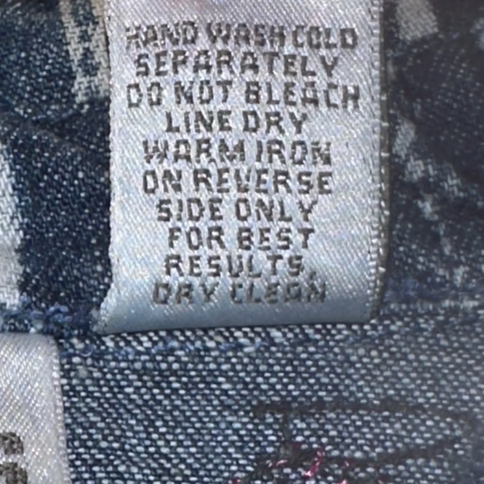 Chico's Denim Jacket Women's Size 2 (12/14) Blue Colorful Ribbon Art To Wear - Image 8