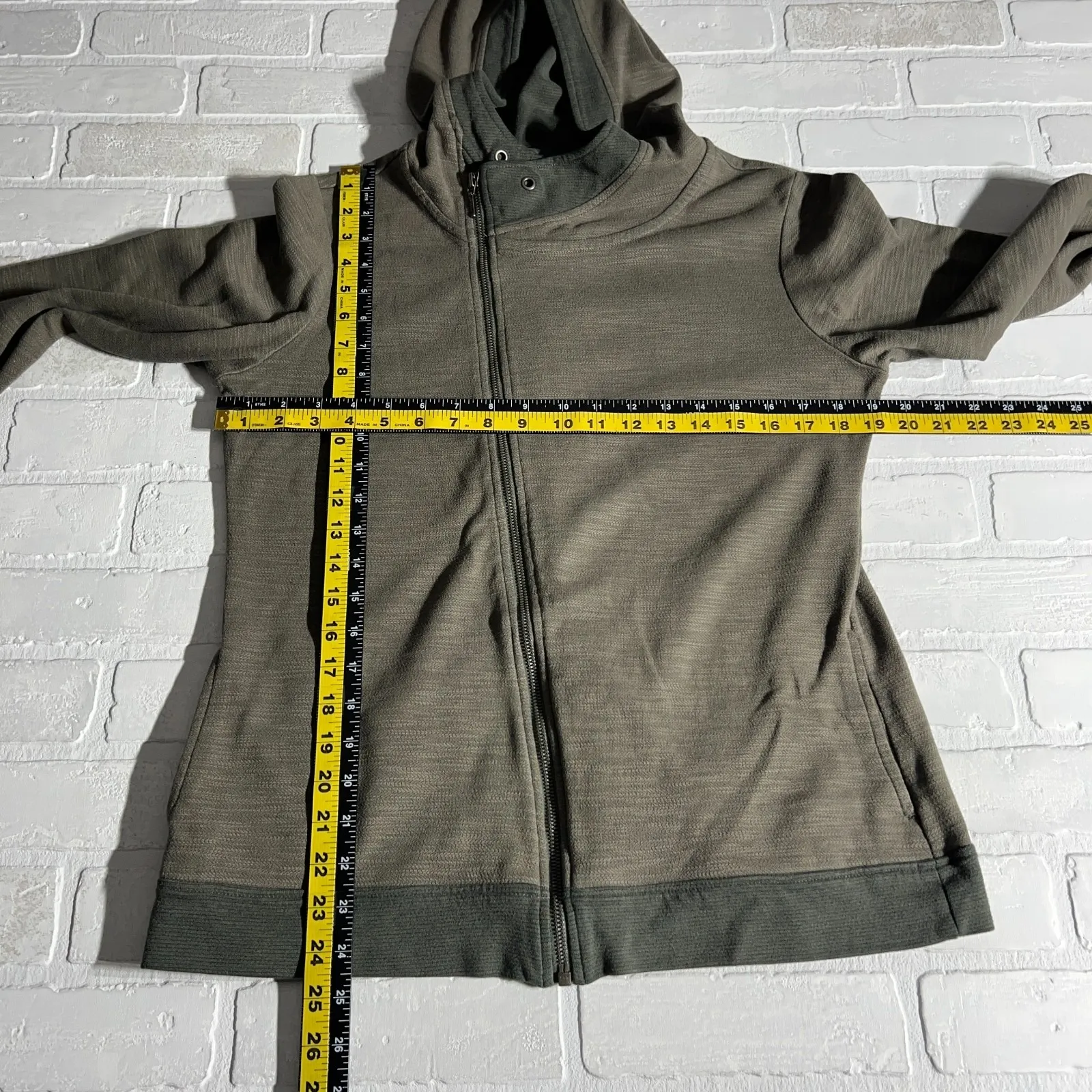 Kuhl Hoodie Jacket Womens Large Green Jacquard Cotton Asymmetrical Full Zip Arva - Image 2