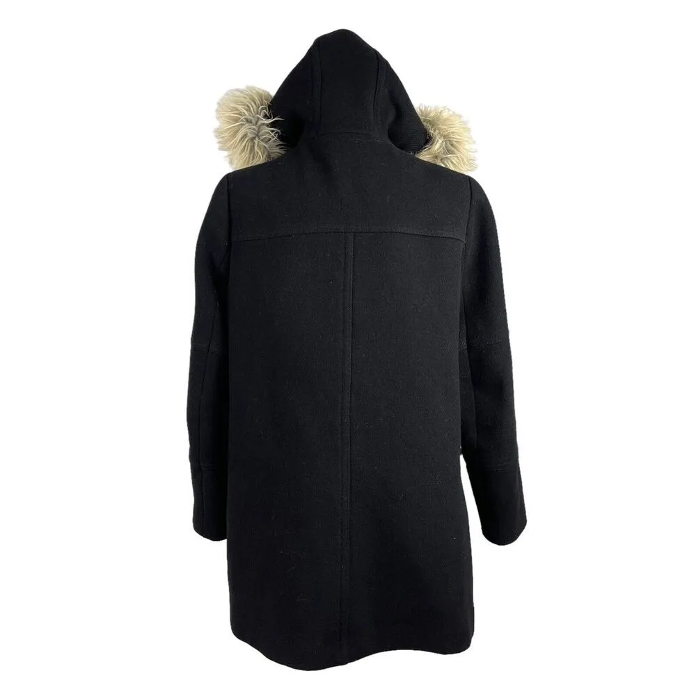 J.Crew Chateau Wool Coat 10 Parka Black Italian Stadium Cloth Nello Gori Hood - Image 11