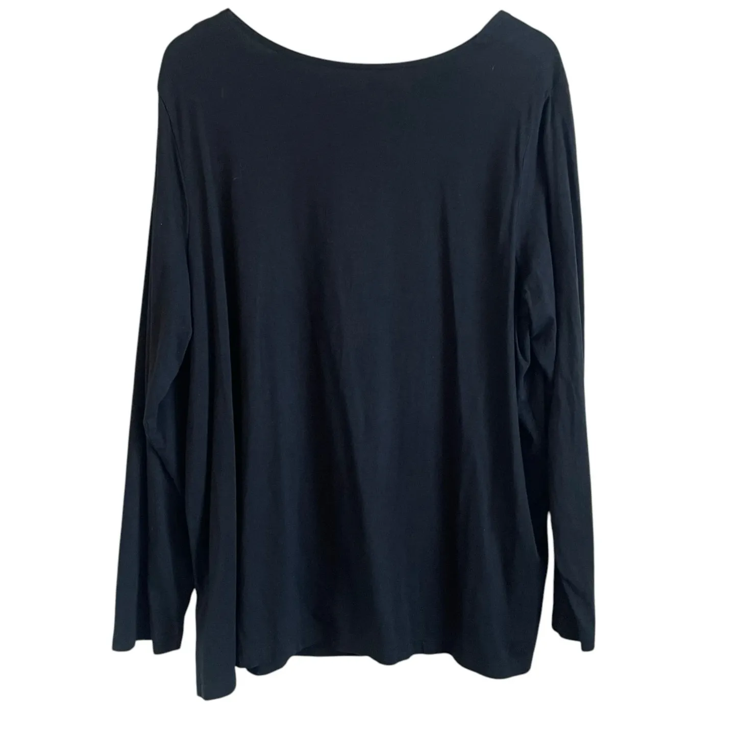 Lands End Women Top 2X‎ Black Gathered Scoop Neck Minimalistic Flowy Relaxed - Image 3
