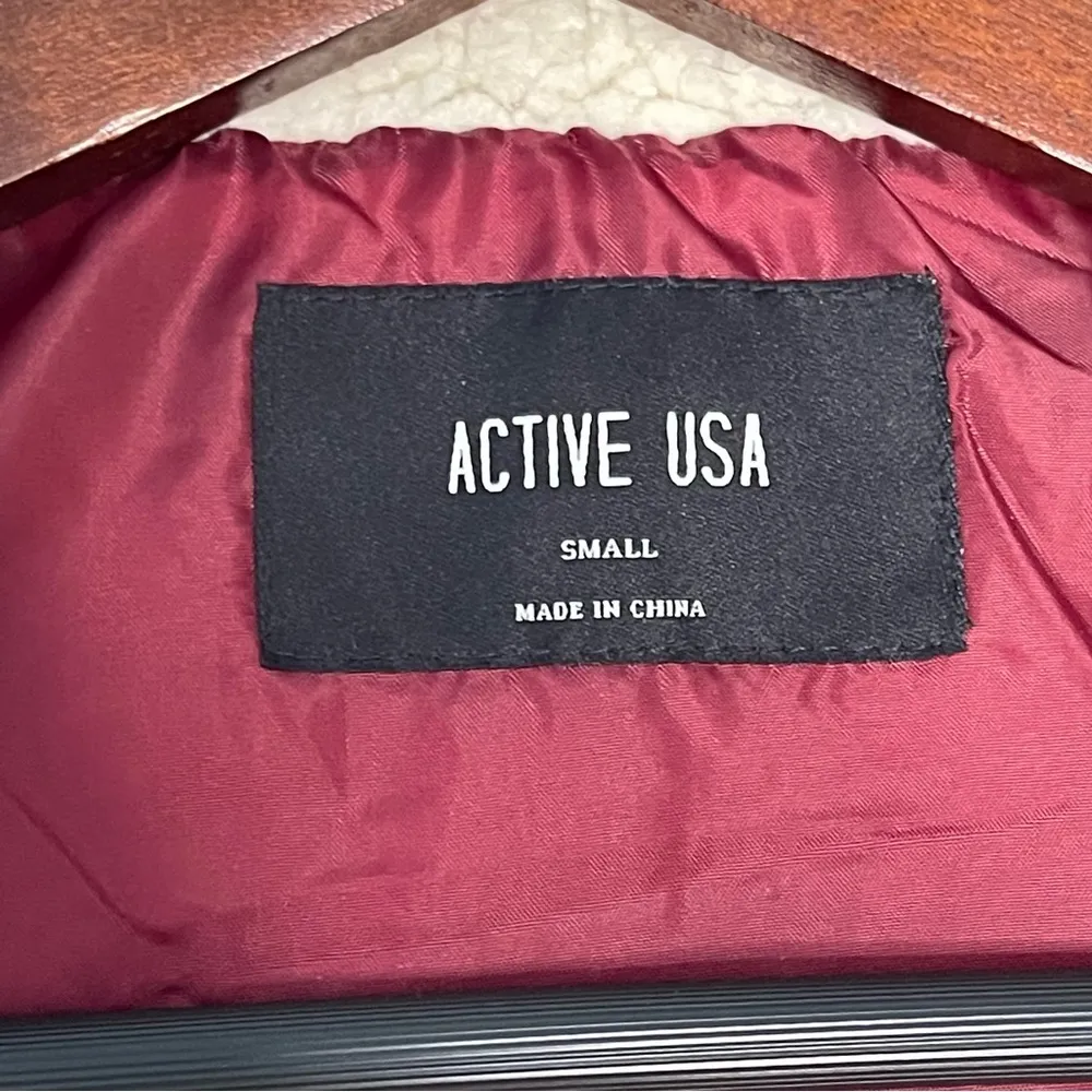 Active USA High Neck Quilted Zip Up Puffer hoodie Vest Jacket size S - Image 10