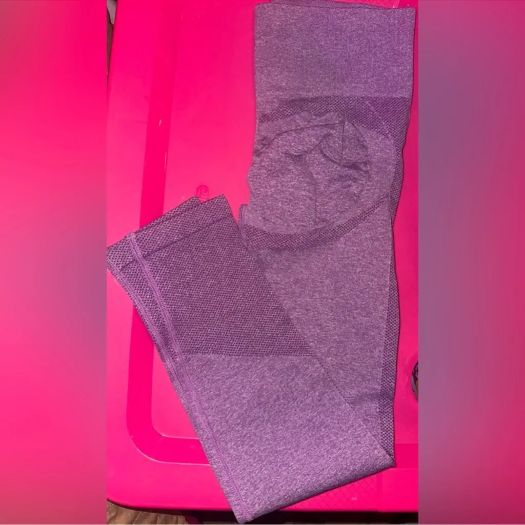 Booty Shaping Leggings Set - Purple, Orange, and Light Blue - Image 6