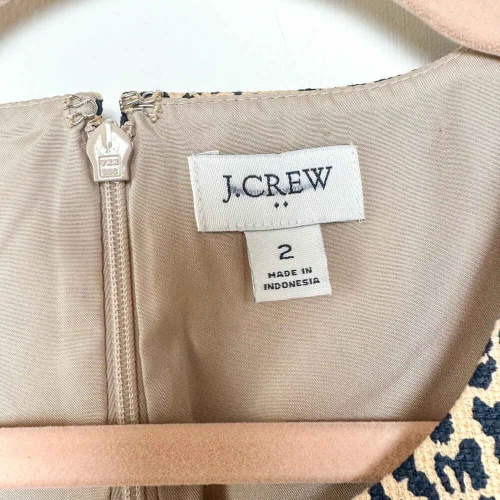 J.Crew Factory Leopard Print Cocktail Dress Business Casual Sleeveless Dress Size 2 - Image 4