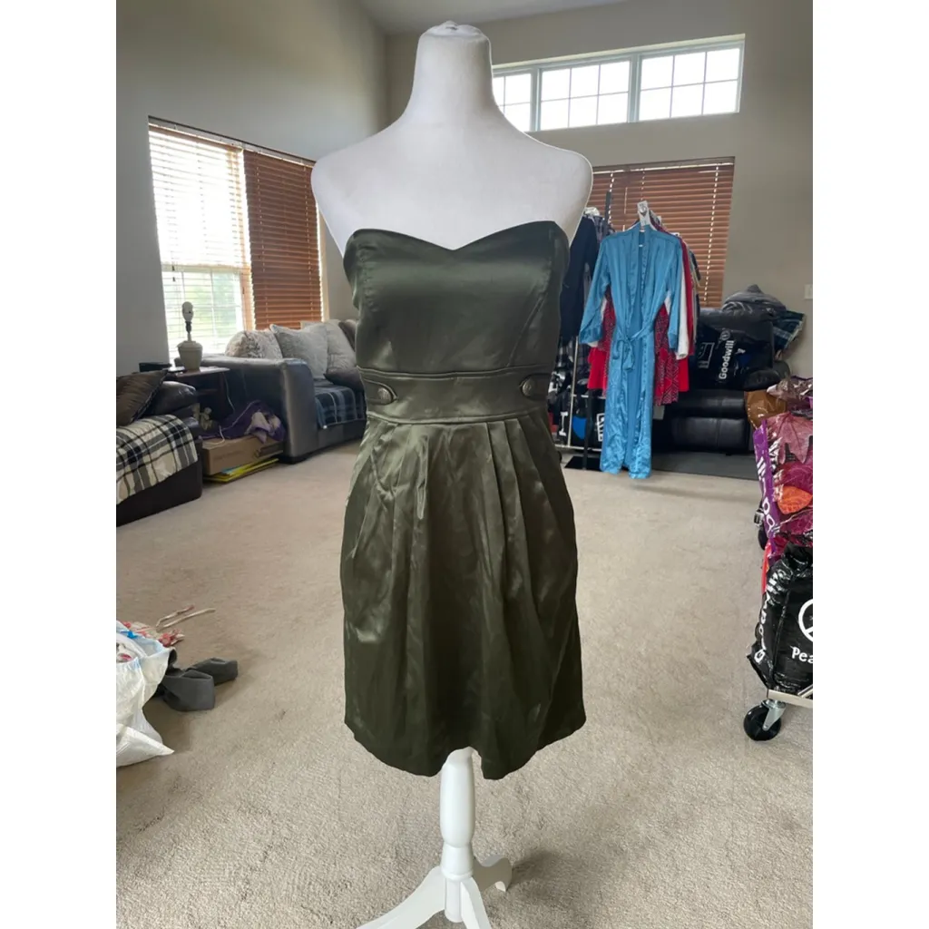 Women's Trixxi Juniors 5 Olive Green Strapless Sweetheart Mini Dress - Image 5