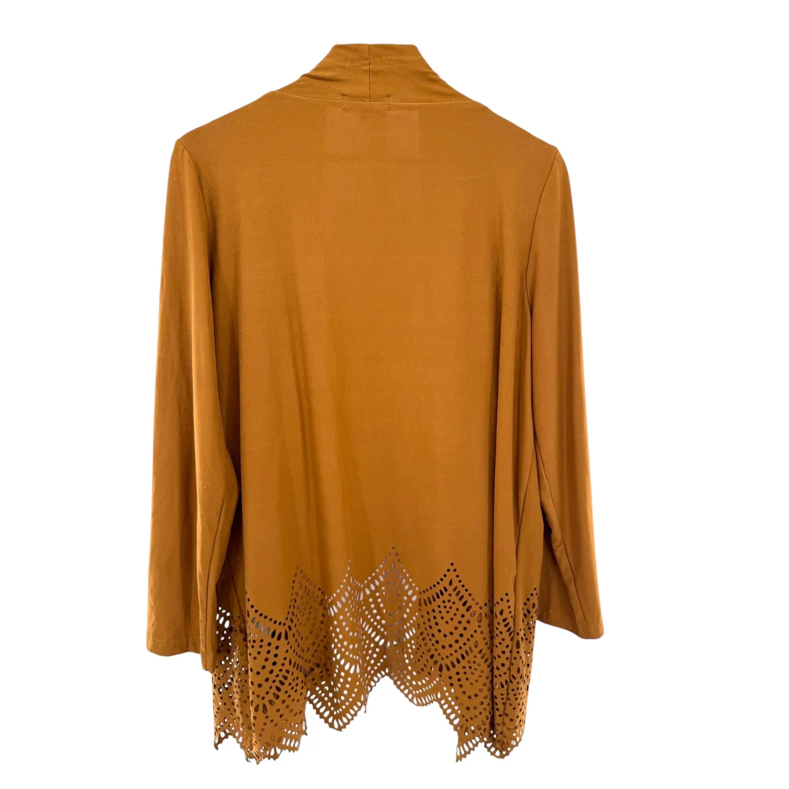 Chances‎ R Laser Cut Cardigan Jacket L Western Cowgirl Rust Brown Boho Duster Size L - Image 6