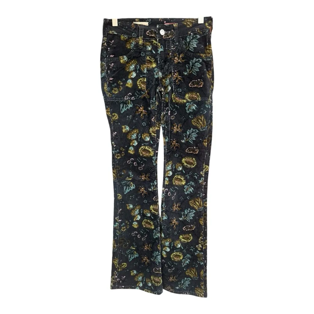 Anthropologie Pilcro The Icon Corduroy Flare Low-Rise Jeans Pants Floral Size 23 - Image 4