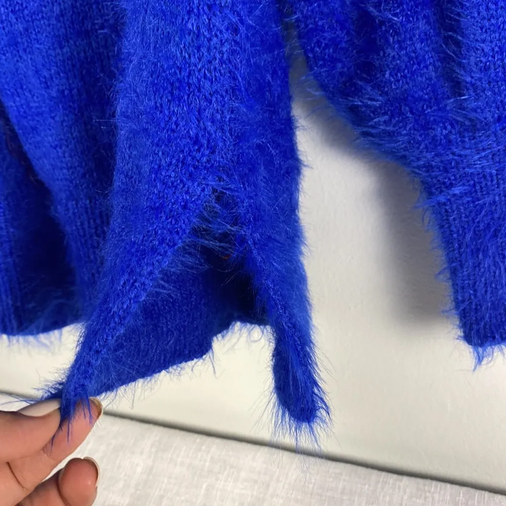 Time and Tru womens blue fuzzy Holiday Christmas sweater size L Size L - Image 5