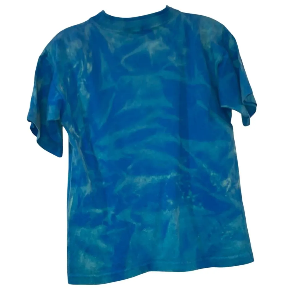 Vintage Blue Hand Bleached Short Sleeve Tee Shirt - Image 2