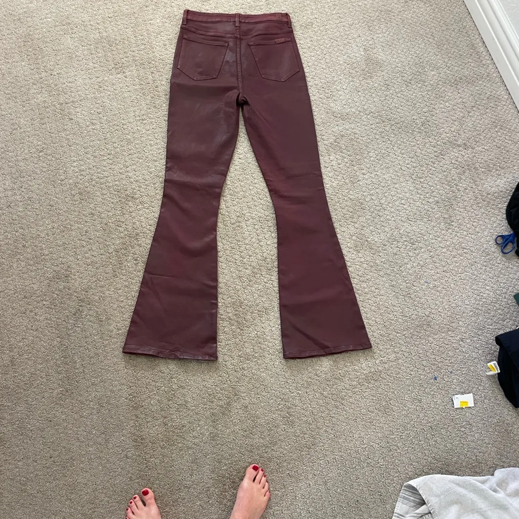 7 For All Mankind High Rise Coated Burgundy BootCut Jeans size 30 - Image 12