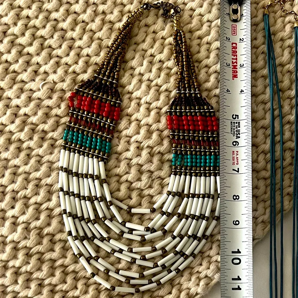 Southwestern style beaded necklace Red - Image 2