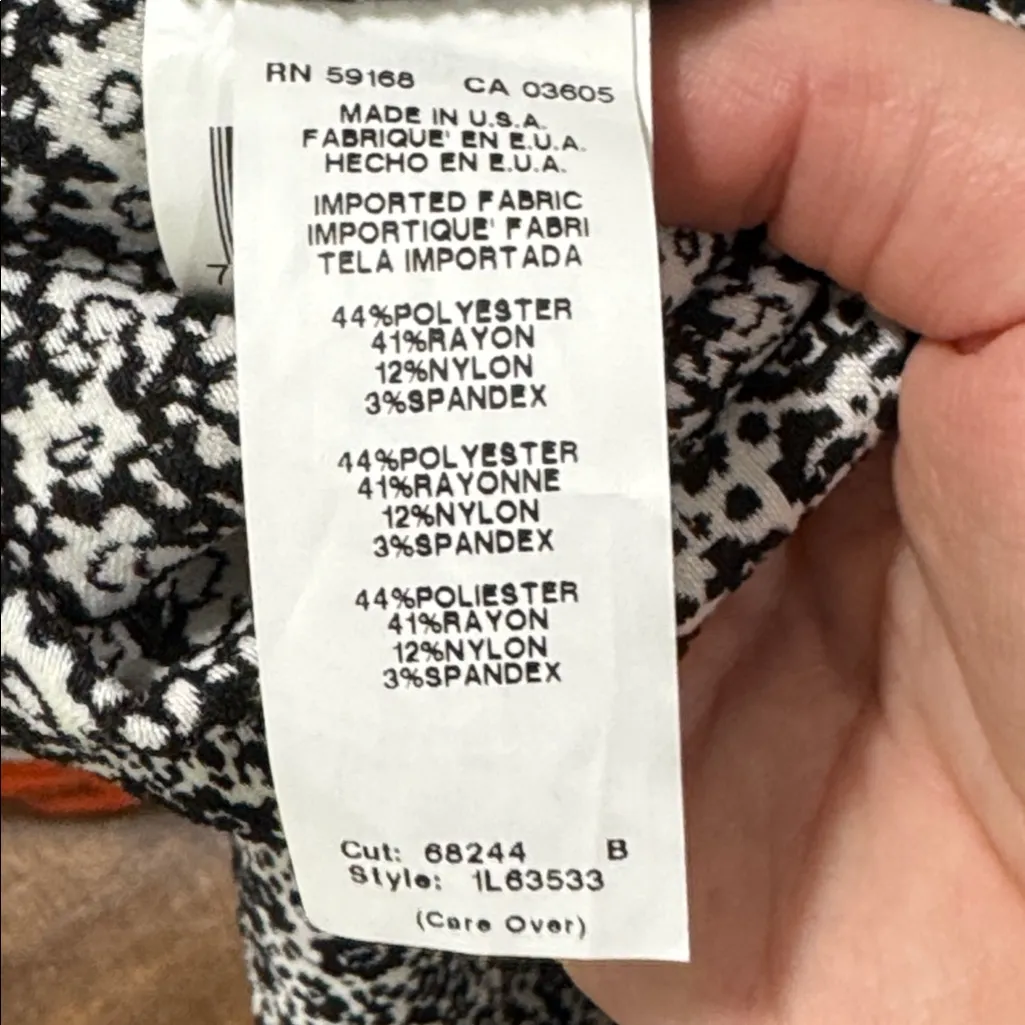 Karen Kane Piper Pull On Black/White Ditsy Floral Pattern Stretch Pant size S - Image 9