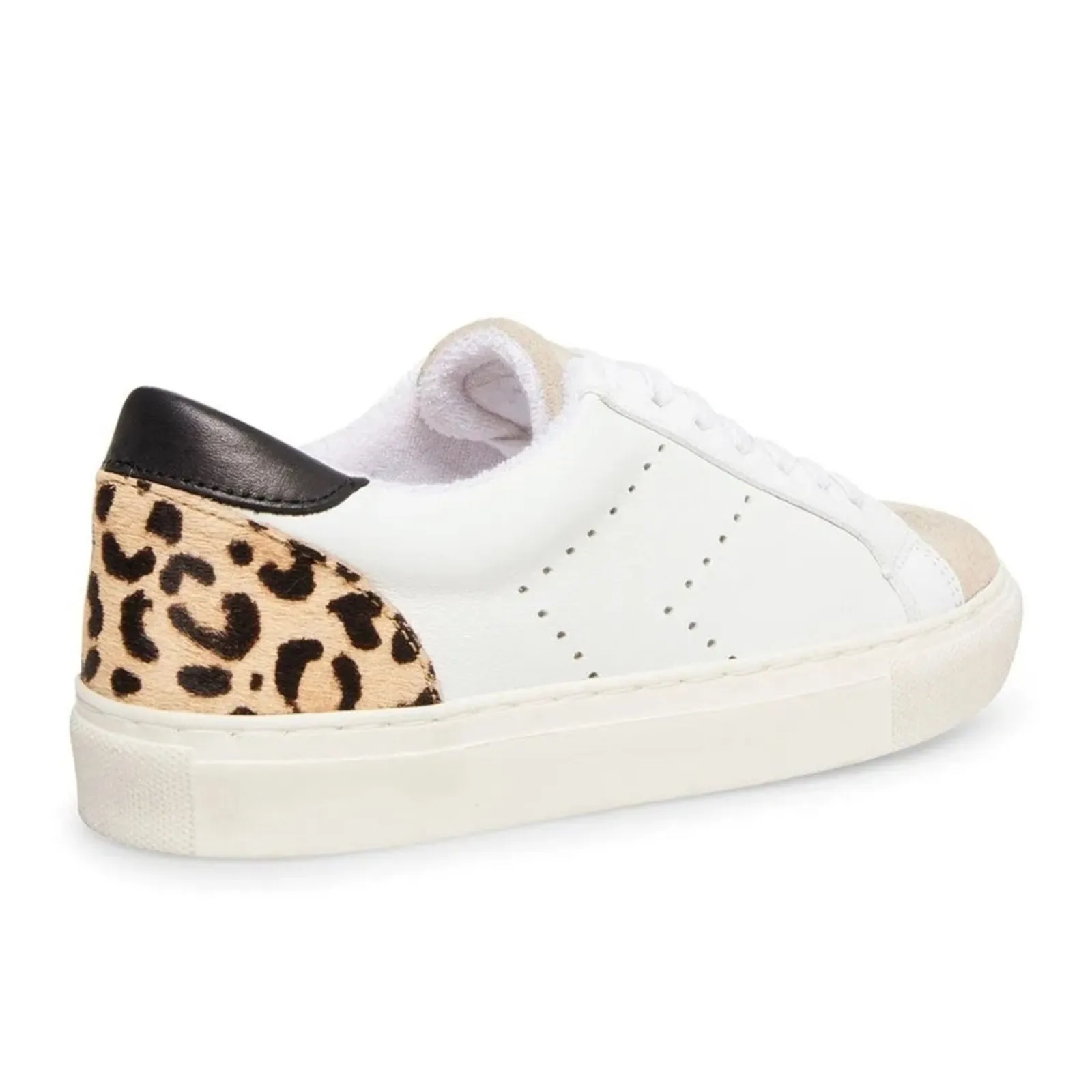 NEW Steven Steve Madden Parody White Leopard Leather Low Top Sneaker Womens 7.5 - Image 2