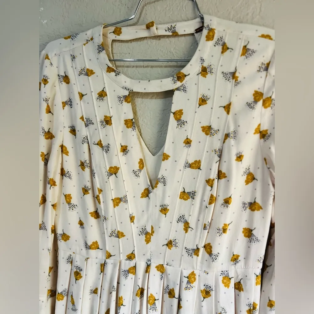 Free People Teagan Floral Mini Dress Cut Out Yellow Floral Bell Sleeve Boho 10 - Image 4