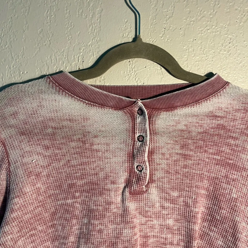 Self Esteem Pink Faded Cropped Polo Sweatshirt 1/4 Button Lightweight SZ S - Image 5