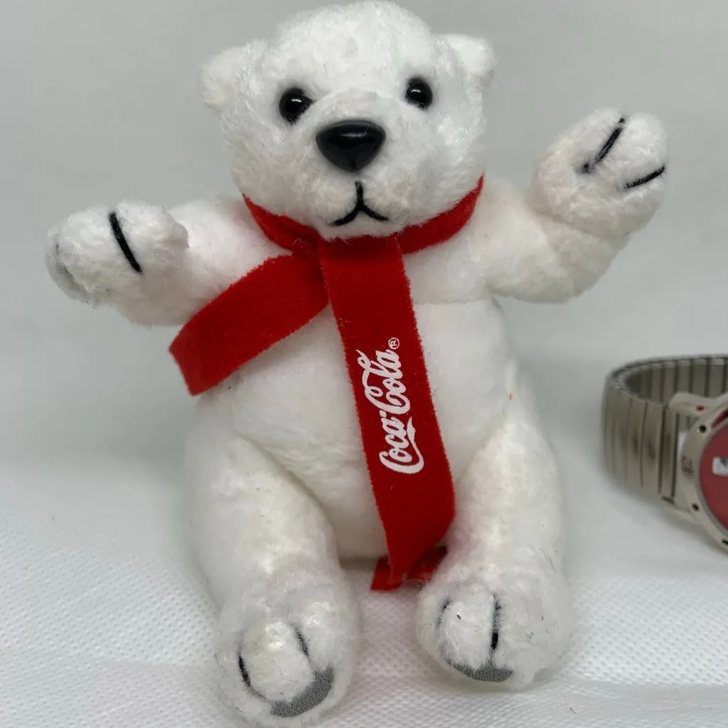 Coca Cola 34mm unisex watch with mini Polar Bear Plush Classic Stuffed running - Image 8