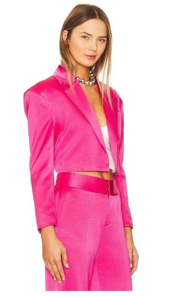 Alice + Olivia Shan Boxy Oversized Cropped Blazer in Candy. Size 4, $496 - Image 3