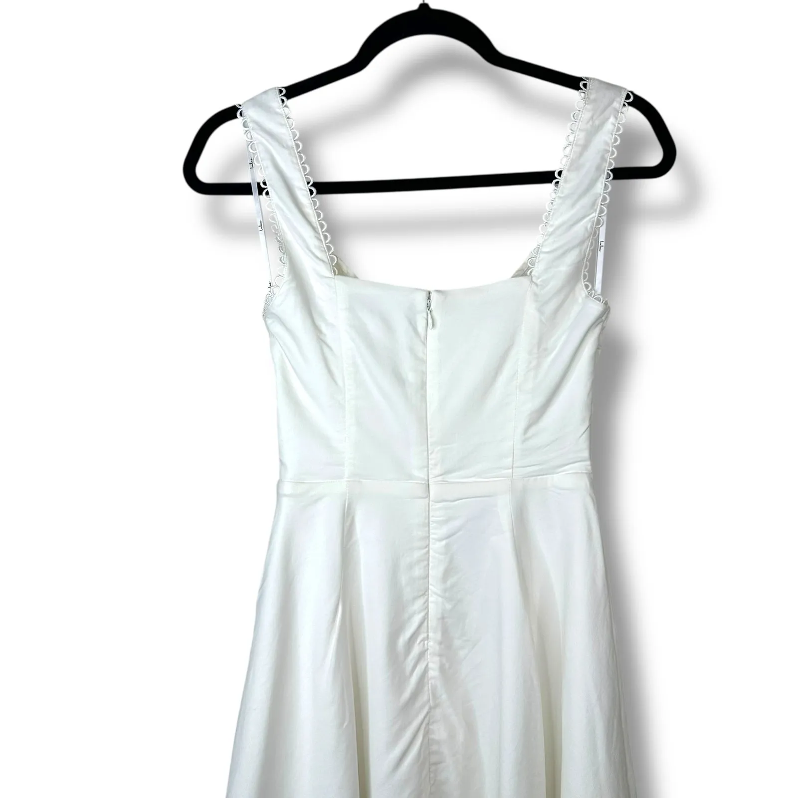 Lulus NWOT Exceptionally Loved White Bustier Crochet Trim Skater Mini Dress XS - Image 9