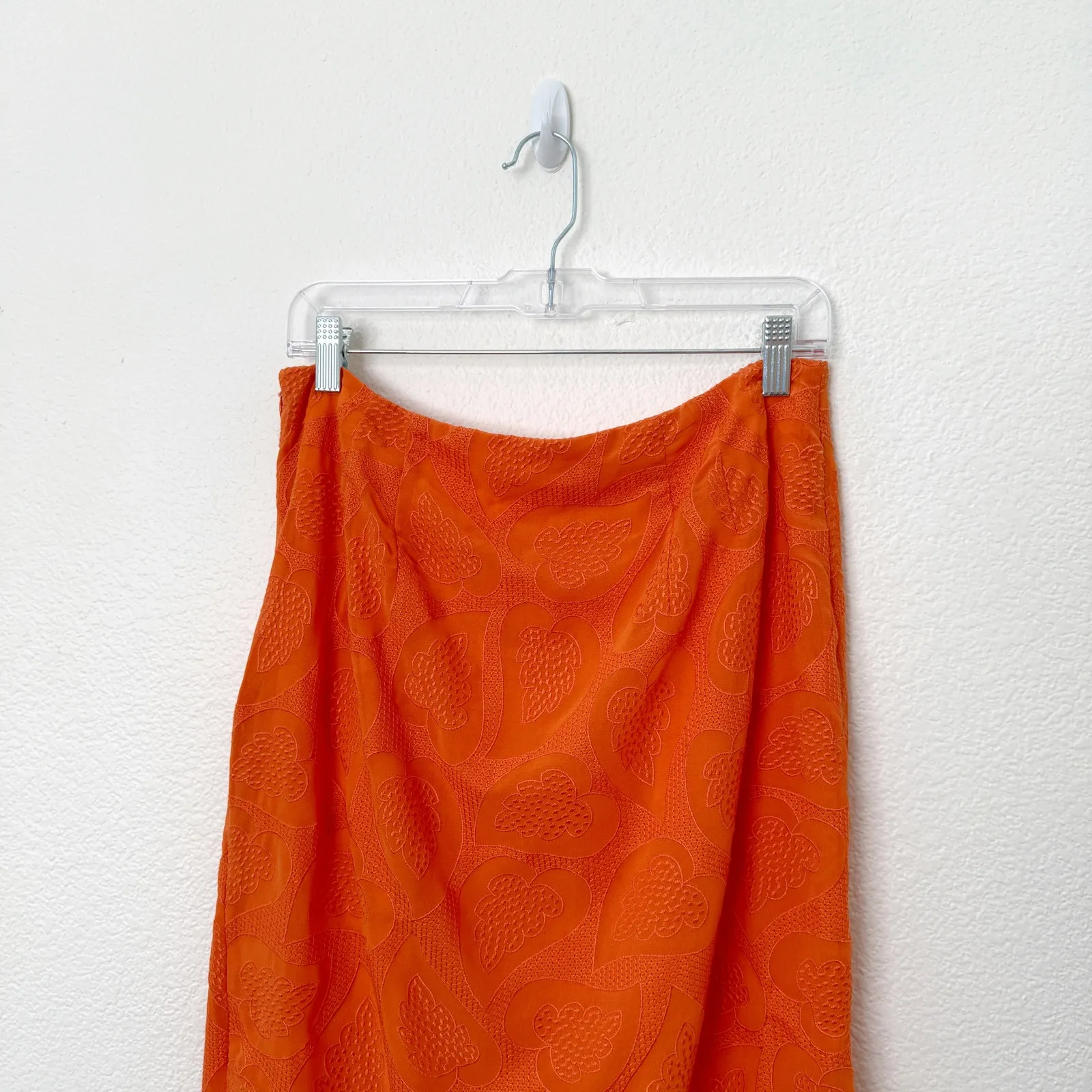 [Anthropologie] Maeve Orange Embroidered Ruffle Asymmetrical Midi Skirt NWT 12 - Image 5