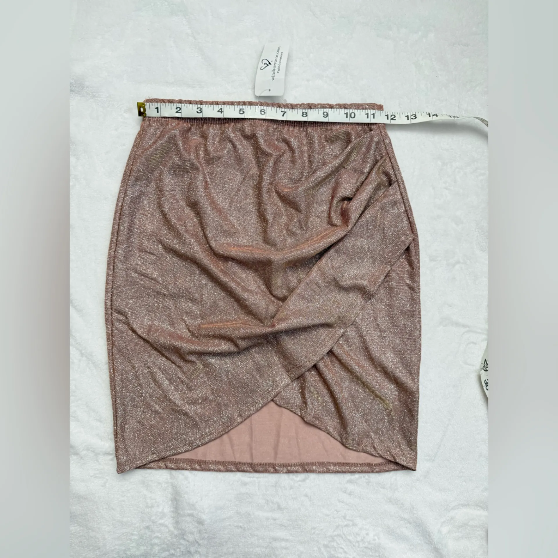 Champagne Sparkles Wrap Mini Skirt size small - Image 5