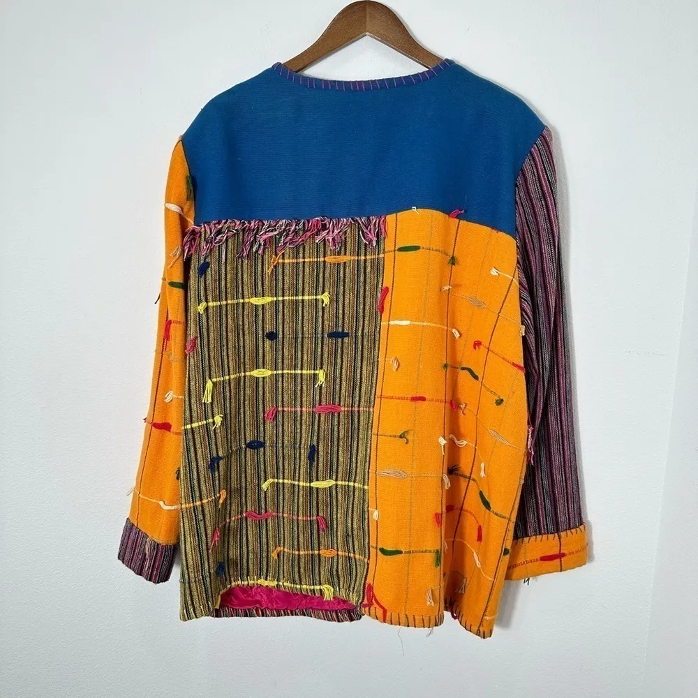 Vintage Maggie Barnes Bright Embroidered Patchwork Art to Wear Coat Size 2X - Image 10