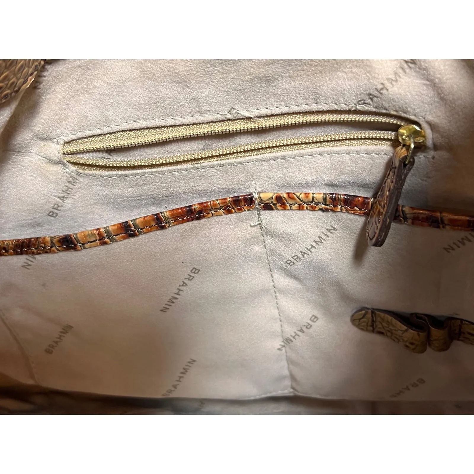Brahmin Carmela Melbourne Tan Croc Embossed Hobo Shoulder Handbag Luxury ** - Image 11