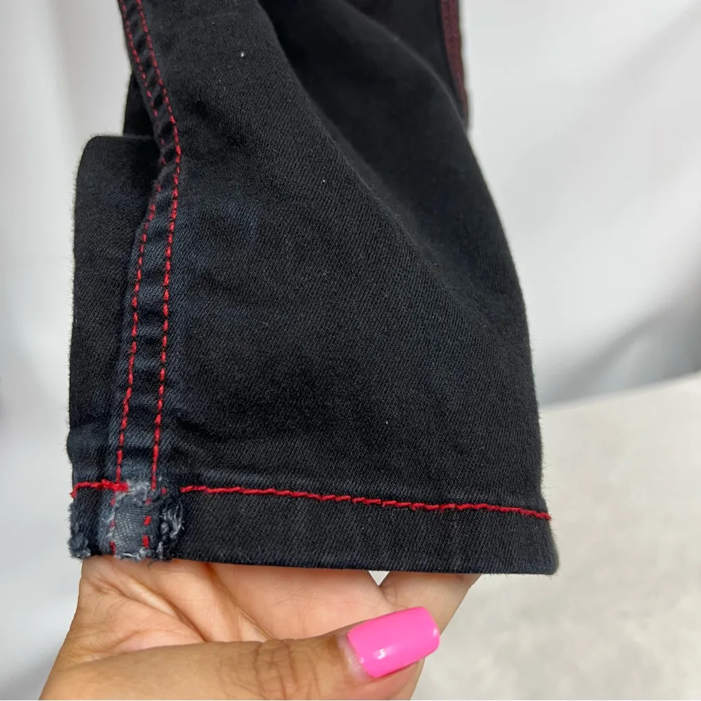 Aphrodite size 1 Black Cargo Pants Red Stitching grommets gothic - Image 15