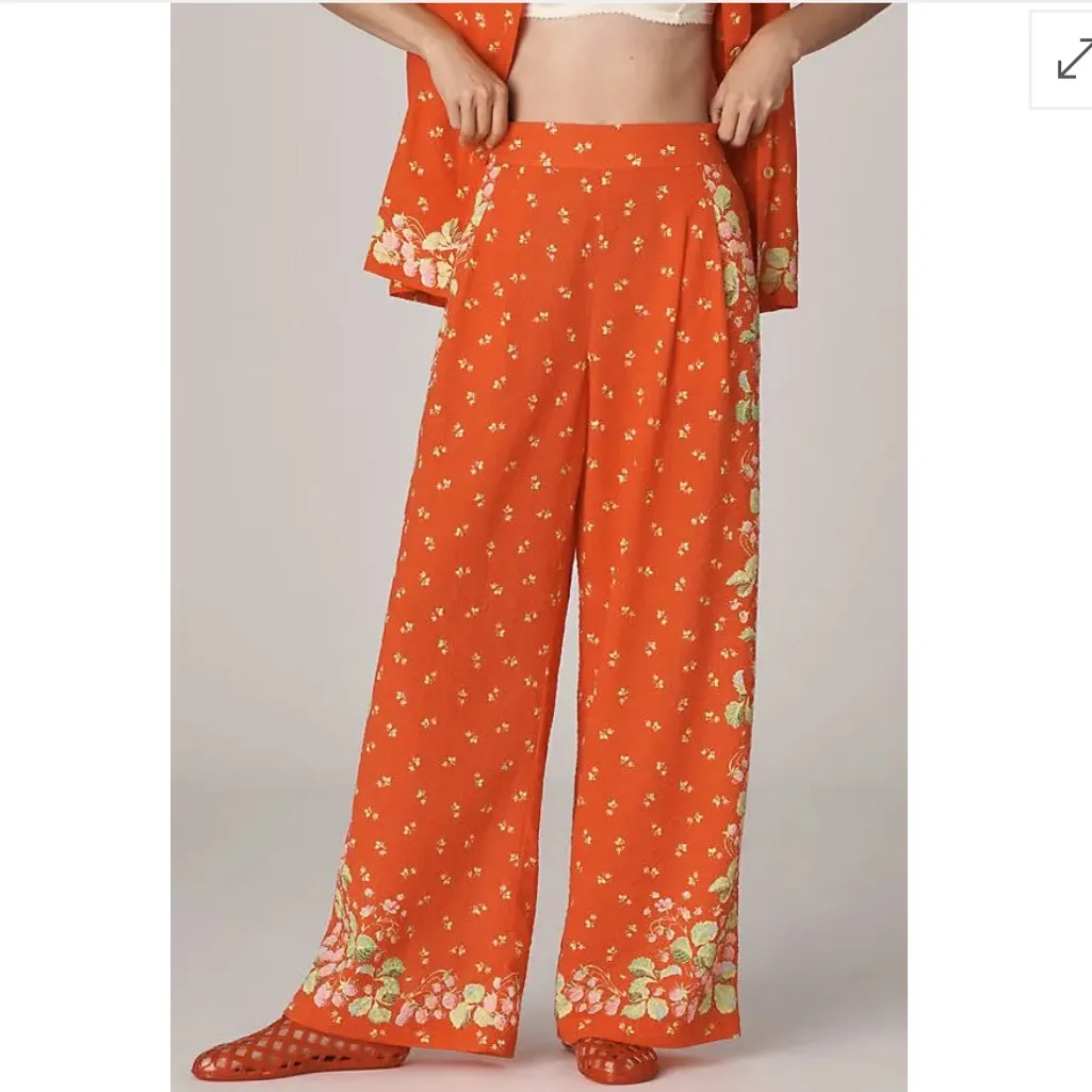 ANTHROPOLOGIE Rachel Antonoff Snyder High Rise Wide Leg Pants Floral Size 2X NEW - Image 2