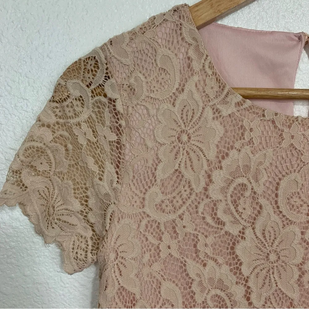 Juicy Couture Dusty Rose Cream Lace Lined Mini Dress Size XS - Image 3