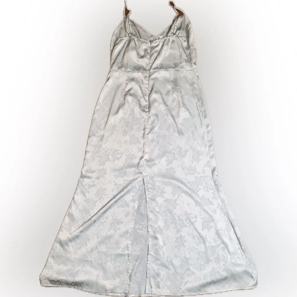 Cider Floral Jacquard Slit Cami Slip Nightgown Nighty Dress Eggshell Blue M - Image 6