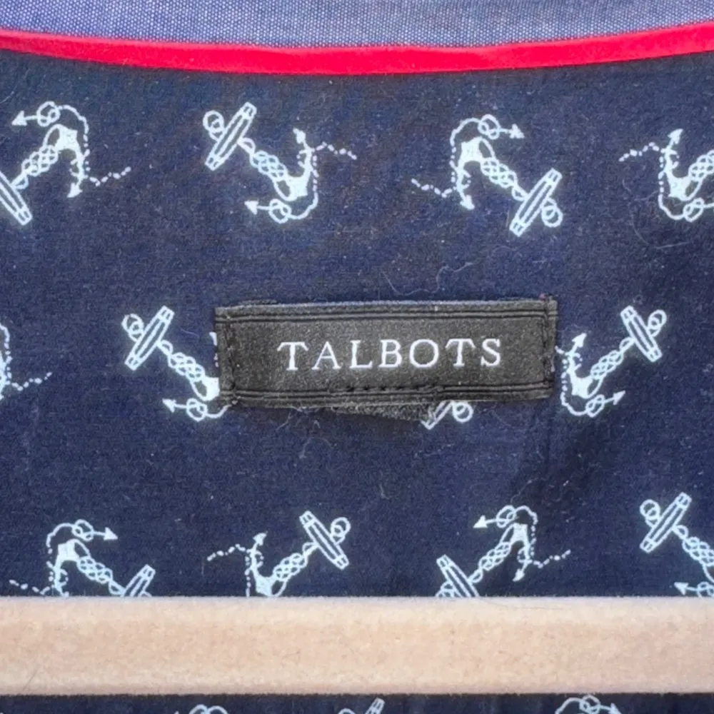 Talbots Button-Down Shirt Blue with Nautical anchor Print Cape Cod Core Lg - XLg - Image 3