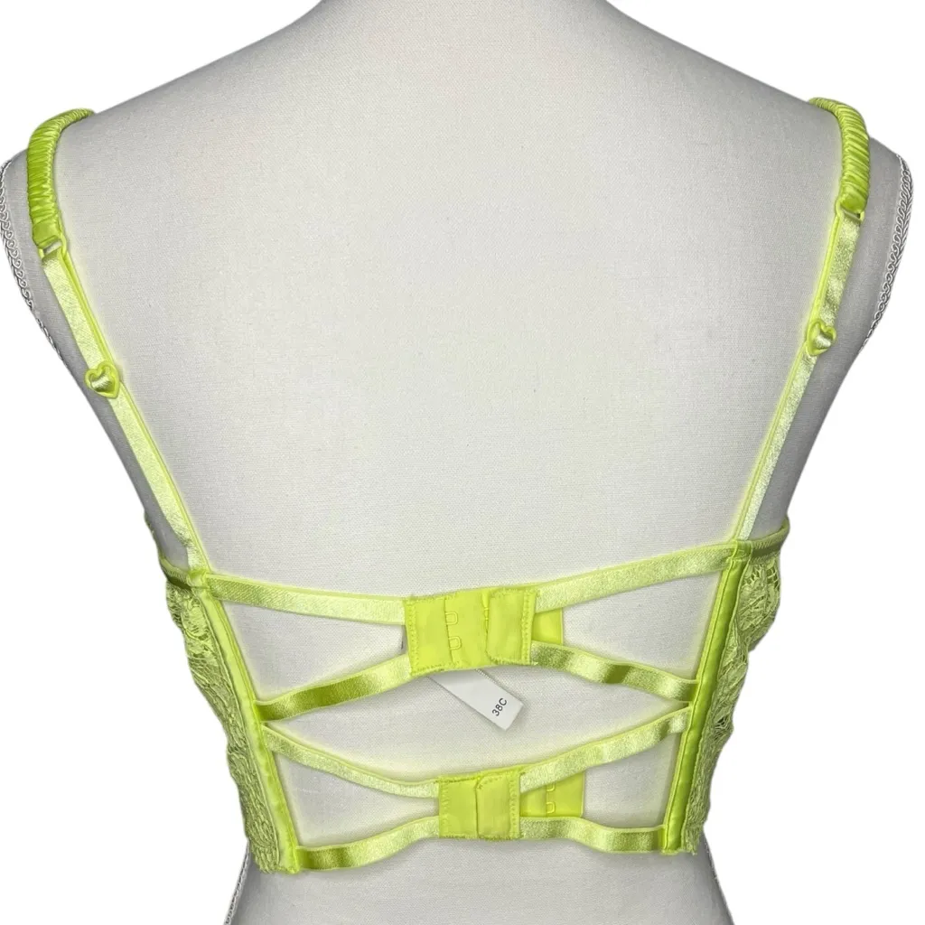 For Love And Lemons Creamsicle Corset Bra Lace Size 38C in Lime Green - Image 5