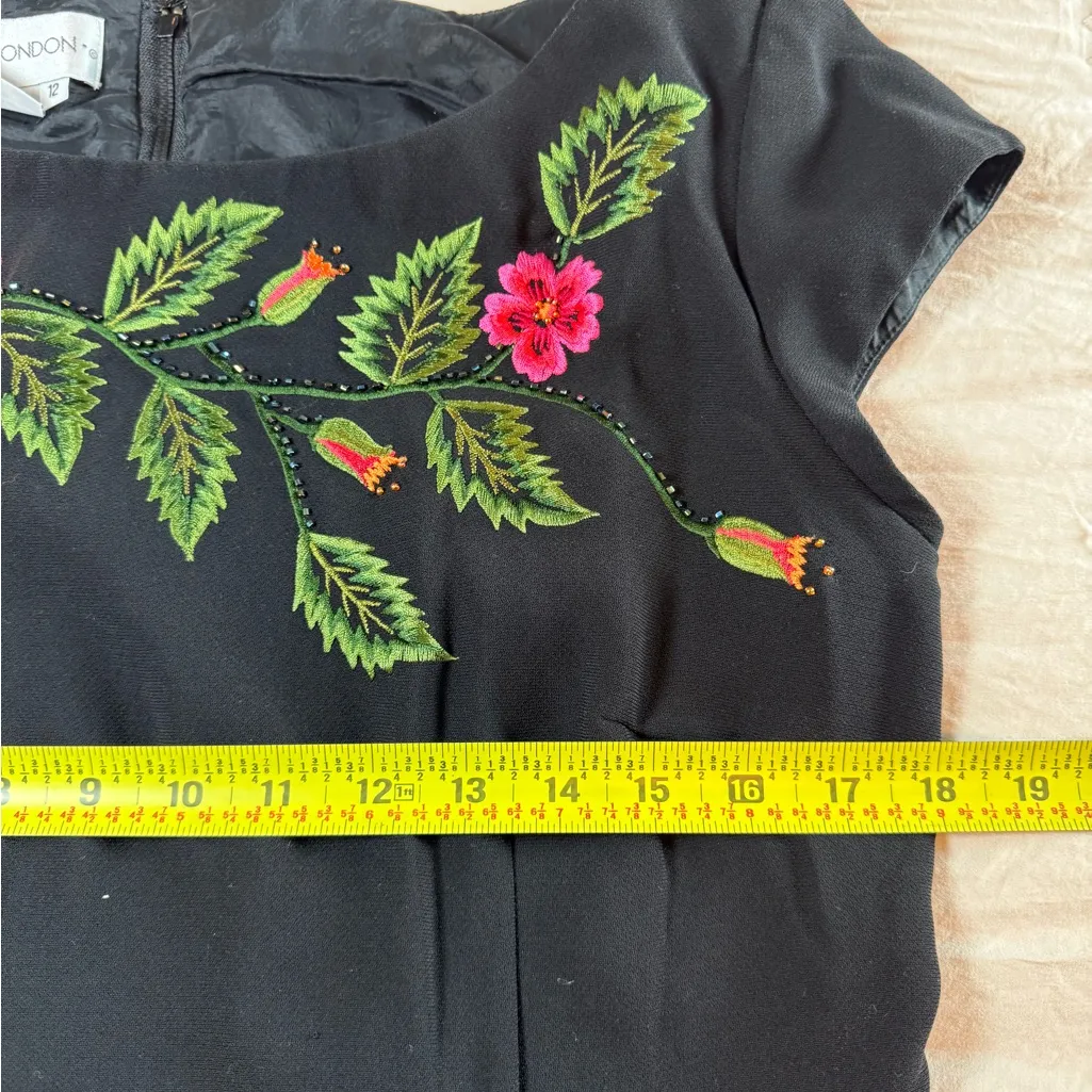 Maggy London Long Dress/Maxi Sz 12 
Black With Floral Embroidery - Image 8