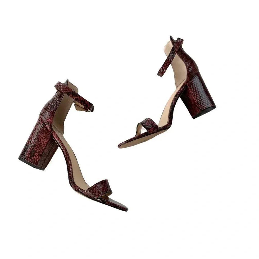 Vince Camuto Beah Snakeskin Burgundy Low Heel Sandals 10 NWT - Image 4