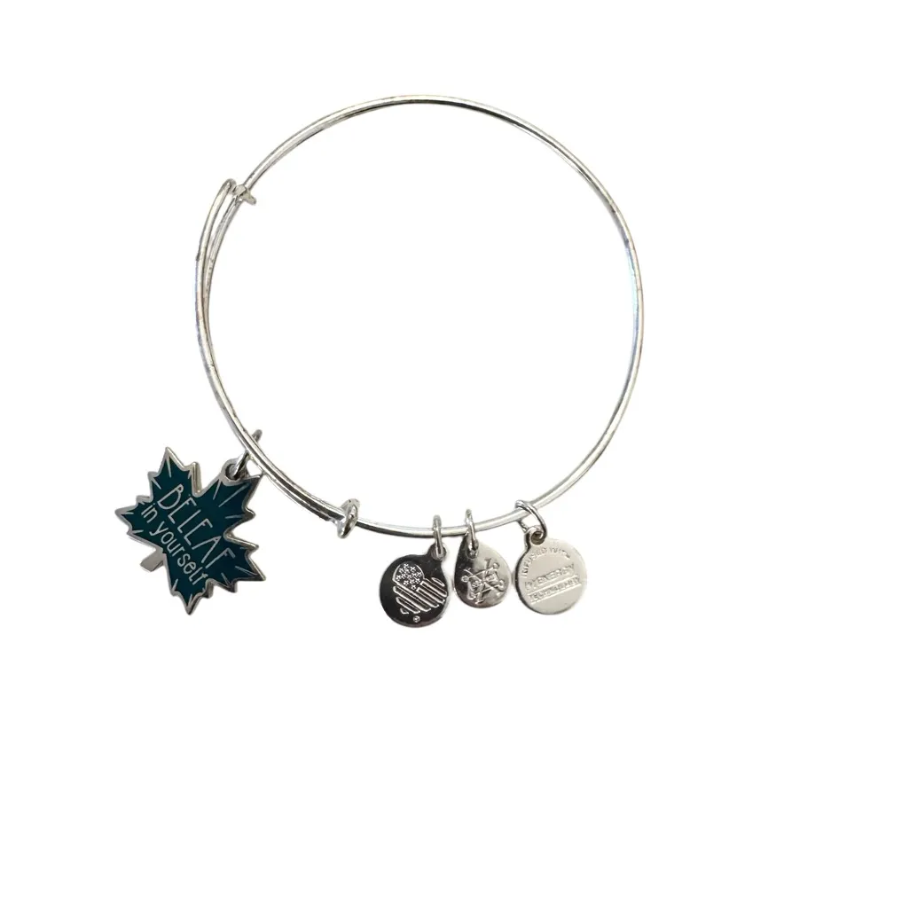 Alex and Ani BeLeaf in Yourself Bangle Bracelet Shiny Silver 2018 - Image 3