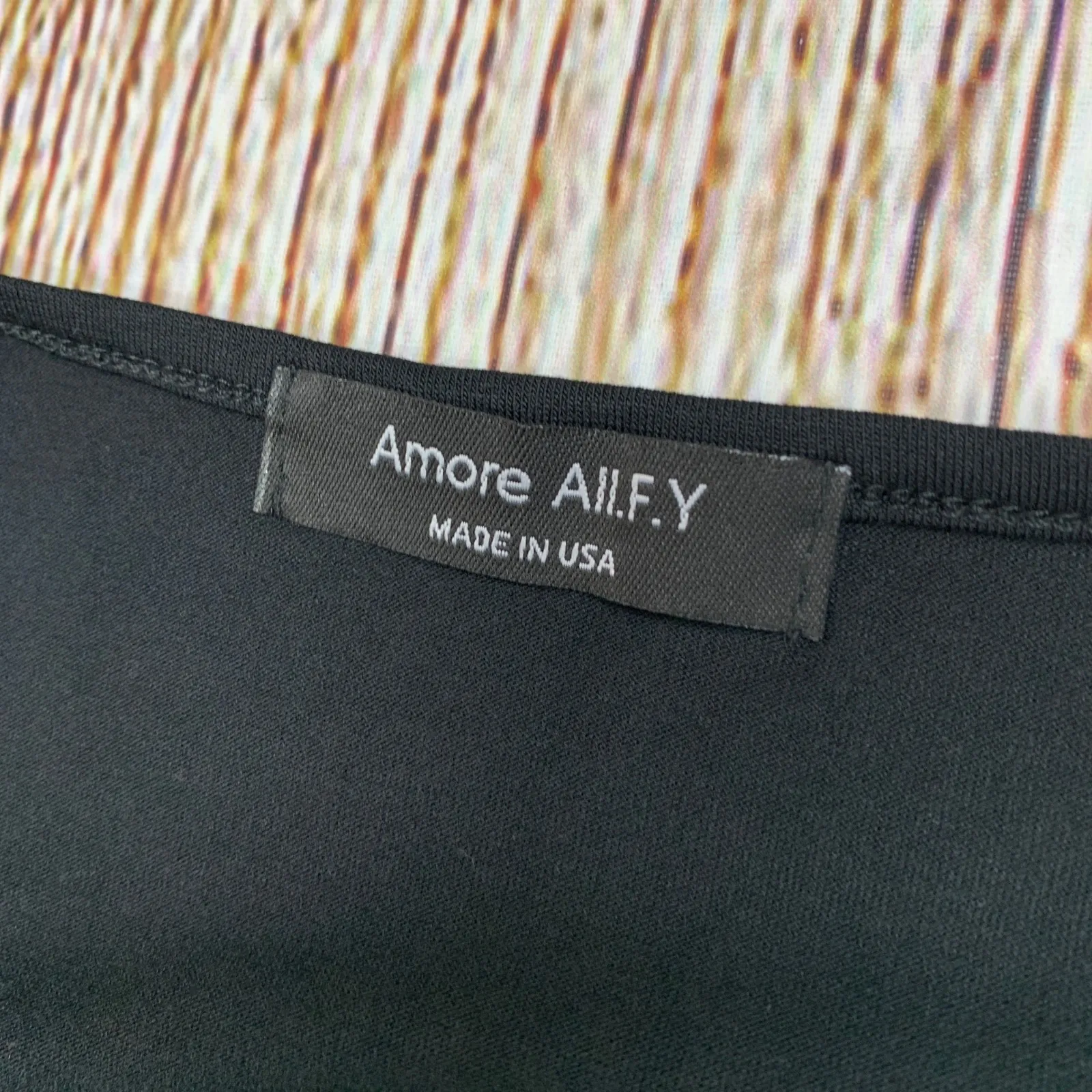 Amore All.F.Y Black Ruched Blouse‎ Stretch Tank Top Women's Large Made in USA - Image 5