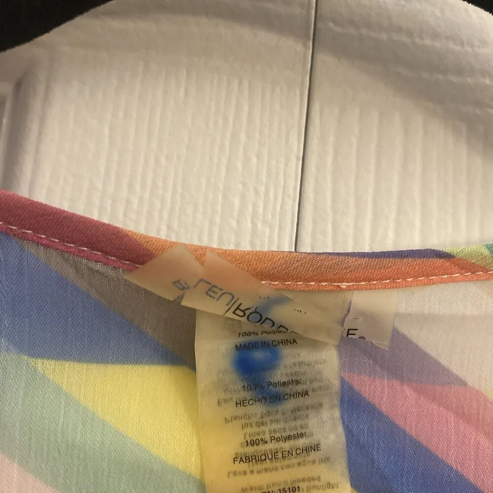 Bleu Rod‎ Beattie Swim Coverup chiffon tunic colorful size large - Image 4