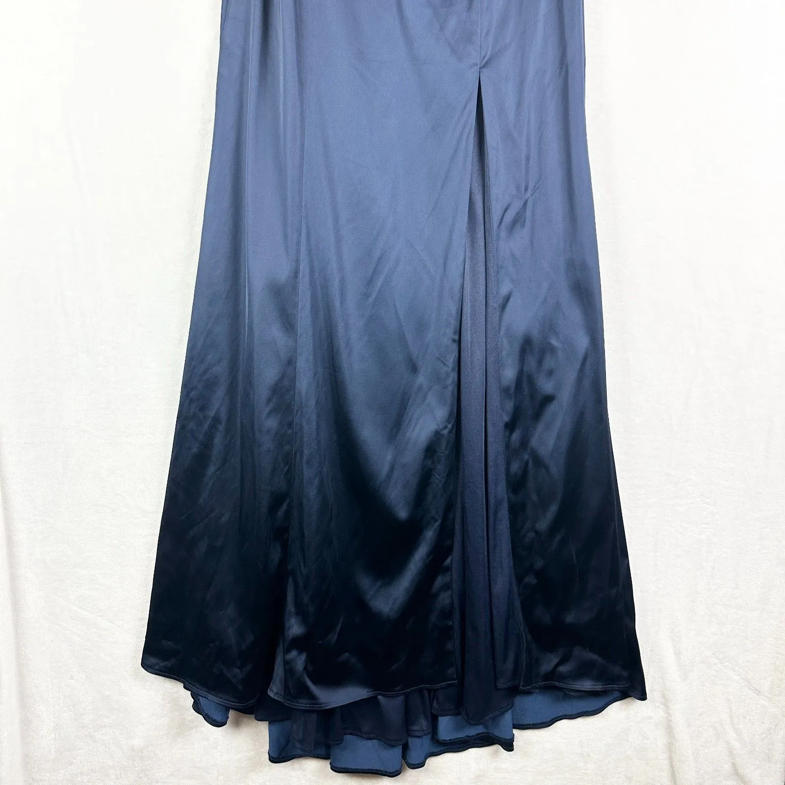 Mon Cheri Colette Off The Shoulder Long Sleeve Dress Size 14 NEW Navy Stretch - Image 4