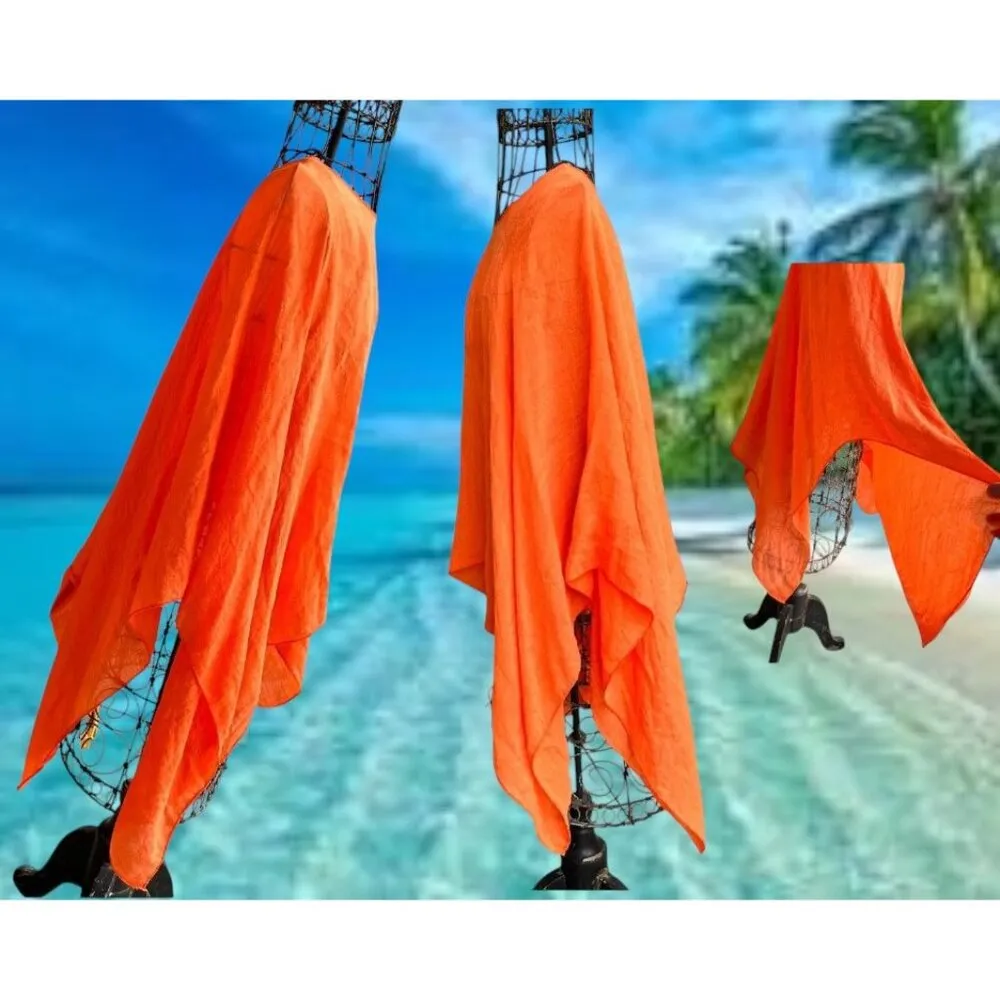 Vintage Swimsuit Cover Up One Size Orange Beach Cruise Tropical Island Vacation - Image 5