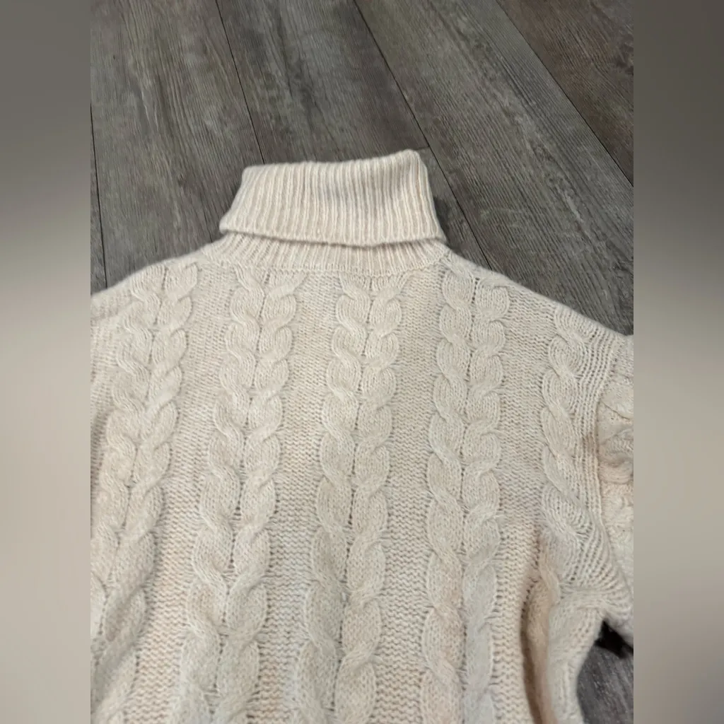 Joe's Jeans Cream Cable Knit Turtleneck Sweater - Image 9
